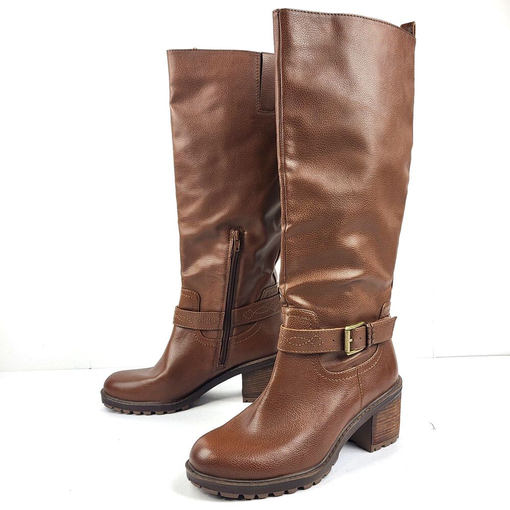 ZODIAC Goring Georgia Round Toe Block Heel Zip Riding Boot Brown 10 M